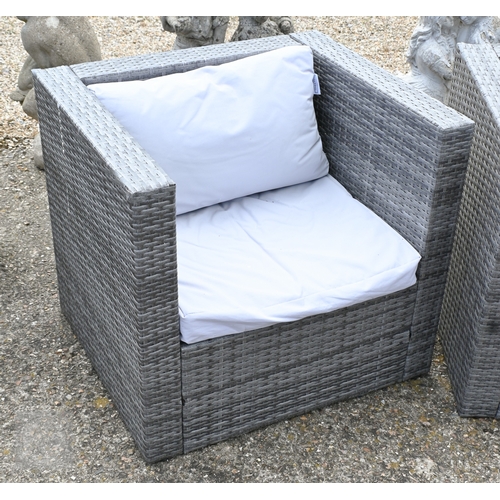 2 - Harrier Garden, an all weather garden seating set comprising a grey PE rattan three seater sofa, pai... 