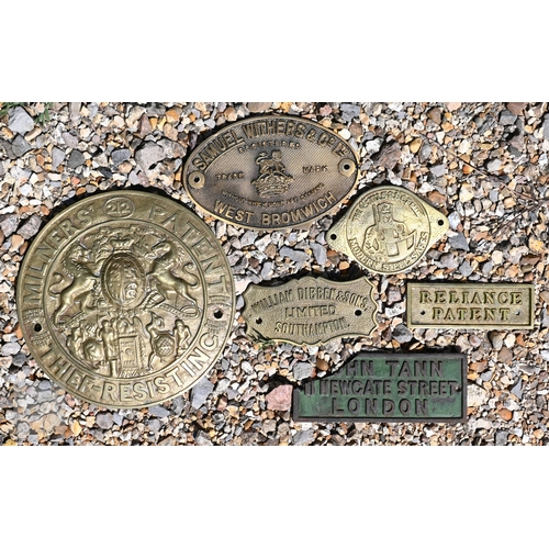 34 - Assorted antique and later safe manufacturers nameplates incl. Reliance; Crusader; Withers & Co.... 