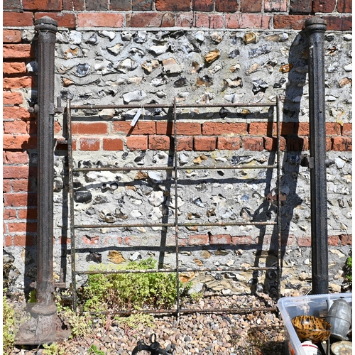 39 - Hill & Smith, Brierley Hill, a salvaged Victorian gate set comprising a pair of cast iron fluted... 