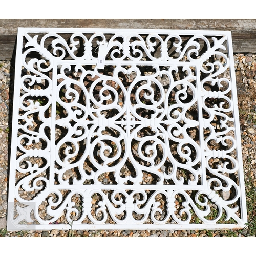 40 - A trio of Victorian style cast grilles, painted white, each 69 cm x 65 cm (3)