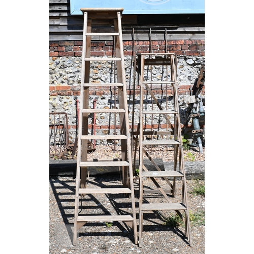 42 - Two vintage wooden step ladders, clean (2)