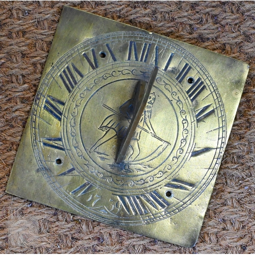 57 - # An antique brass warming pan to/with a quantity of assorted horse brasses, a reproduction brass su... 