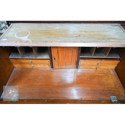 499 - A Sheraton Revival urn inlaid fall front bureau, 76 cm x 46 cm x 96 cm h