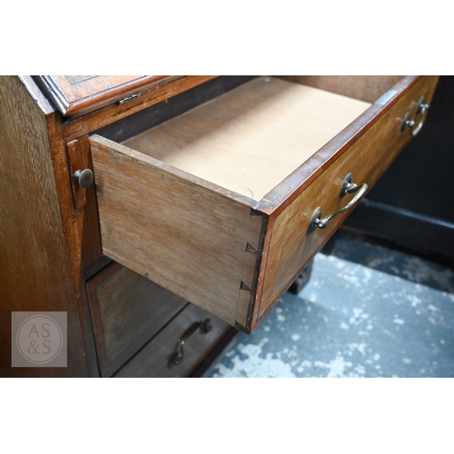 499 - A Sheraton Revival urn inlaid fall front bureau, 76 cm x 46 cm x 96 cm h