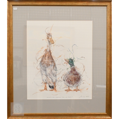 309 - Aaminah Snowdon - Duck - What's the weather like up there? 76/295, 52 x 43 cm and Pheasants - Huh?, ... 