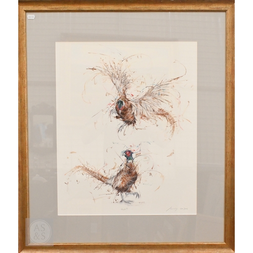 309 - Aaminah Snowdon - Duck - What's the weather like up there? 76/295, 52 x 43 cm and Pheasants - Huh?, ... 