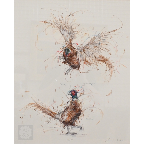 309 - Aaminah Snowdon - Duck - What's the weather like up there? 76/295, 52 x 43 cm and Pheasants - Huh?, ... 