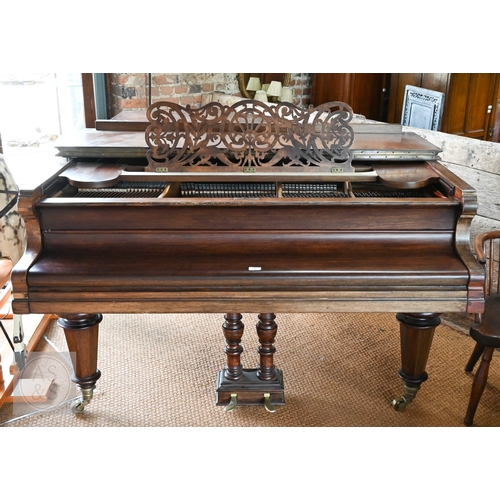 13 - A Schiedmayer & Soehne, Stuttgart, antique mahogany cased boudoir grand piano, with simulated iv... 