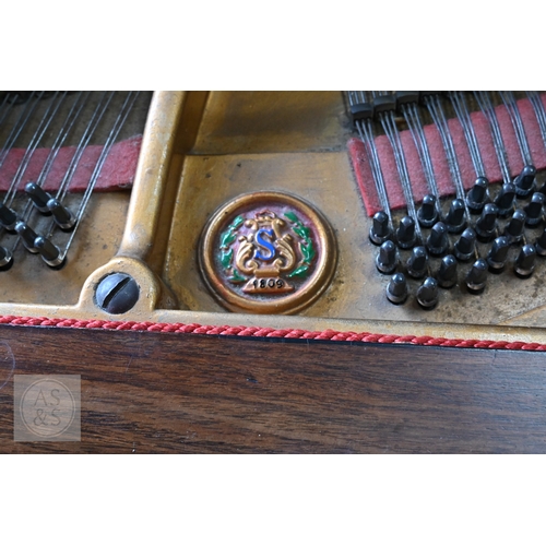 13 - A Schiedmayer & Soehne, Stuttgart, antique mahogany cased boudoir grand piano, with simulated iv... 