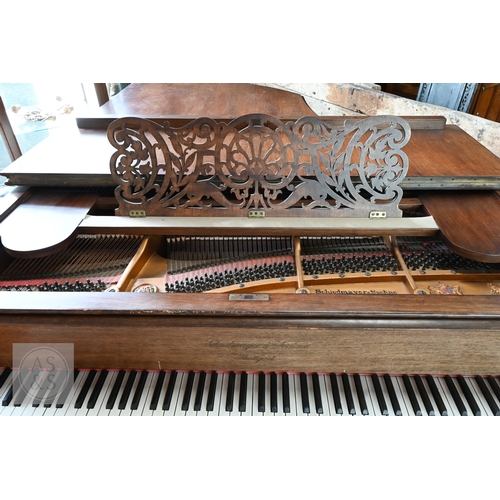 13 - A Schiedmayer & Soehne, Stuttgart, antique mahogany cased boudoir grand piano, with simulated iv... 