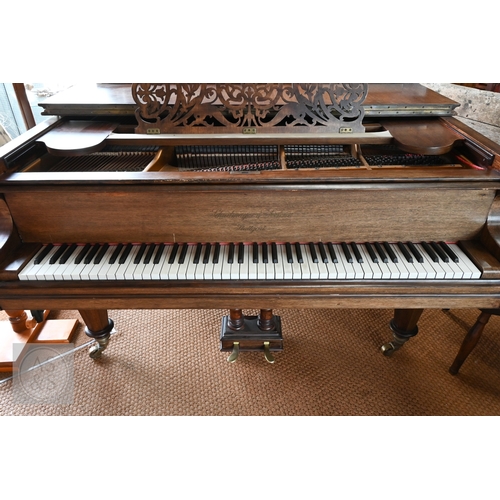 13 - A Schiedmayer & Soehne, Stuttgart, antique mahogany cased boudoir grand piano, with simulated iv... 