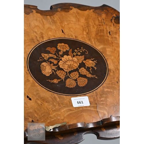 41 - An unusual antique floral marquetry inlaid satinwood and rosewood music stand, mid 19th century, wit... 