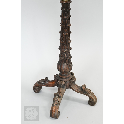 41 - An unusual antique floral marquetry inlaid satinwood and rosewood music stand, mid 19th century, wit... 