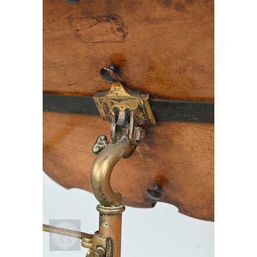41 - An unusual antique floral marquetry inlaid satinwood and rosewood music stand, mid 19th century, wit... 