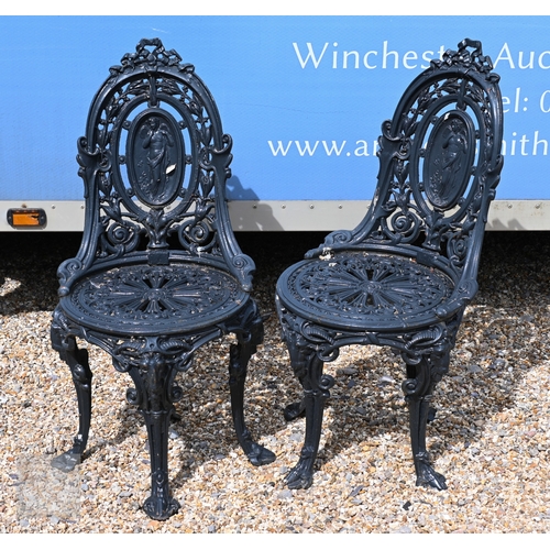 1 - A good Victorian heavy cast iron terrace set comprising a circular table and four chairs, the table ... 