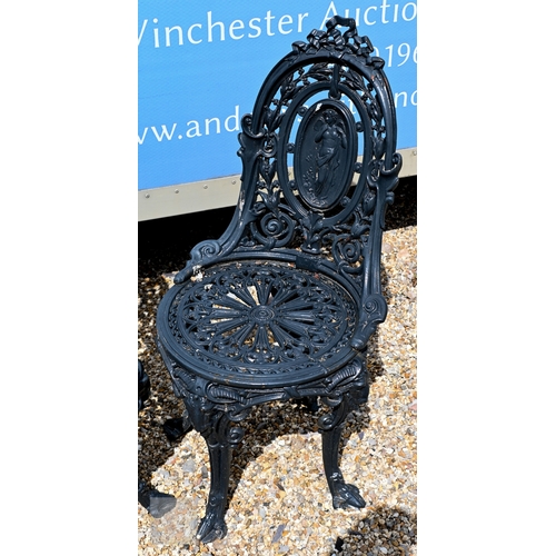 1 - A good Victorian heavy cast iron terrace set comprising a circular table and four chairs, the table ... 