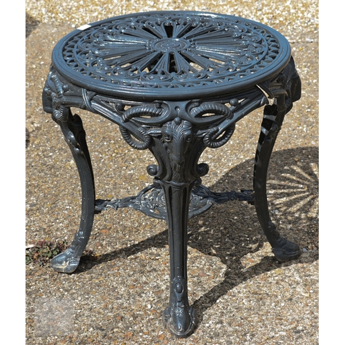 1 - A good Victorian heavy cast iron terrace set comprising a circular table and four chairs, the table ... 
