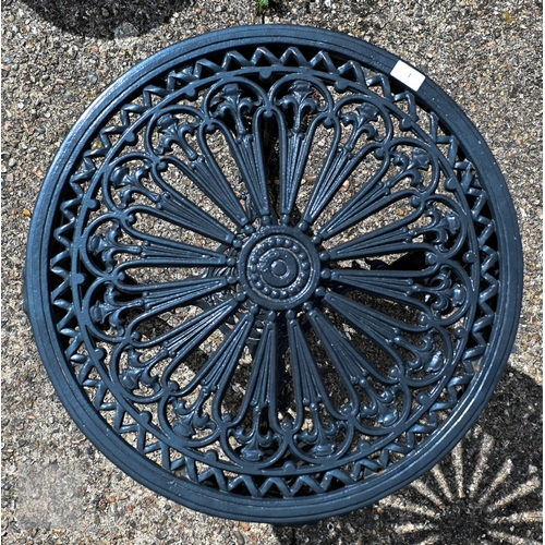 1 - A good Victorian heavy cast iron terrace set comprising a circular table and four chairs, the table ... 
