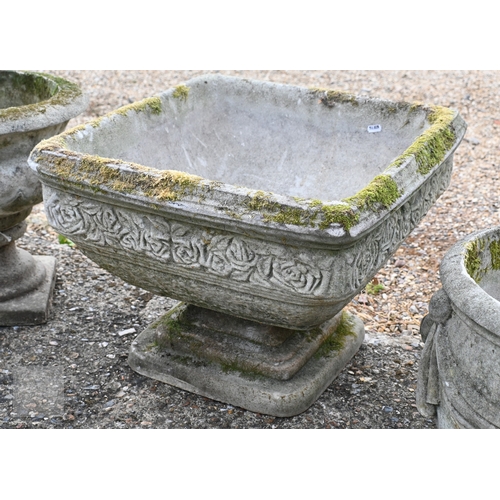 30 - Three various weathered cast stone planters in the classical style (3)