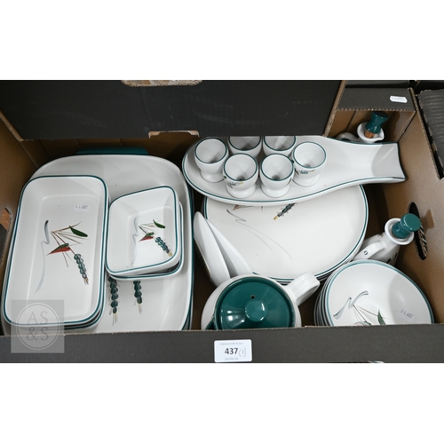 437 - An extensive Denby 'Greenwheat' dinner service, 90 pieces including covers (3 boxes)