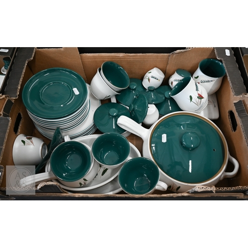 437 - An extensive Denby 'Greenwheat' dinner service, 90 pieces including covers (3 boxes)