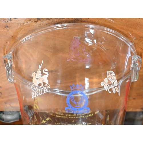 44 - The Barnsley Brewery Co. Ltd, a presentation glass punch bowl and ladle, presented to the MD Mr E.H.... 