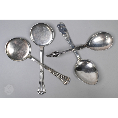 69 - A Danish Sterling serving spoon with stylised leaf and berry finial, stamped W&S Sorensen, to/w ... 