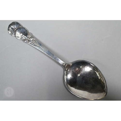 69 - A Danish Sterling serving spoon with stylised leaf and berry finial, stamped W&S Sorensen, to/w ... 
