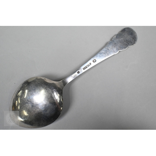 69 - A Danish Sterling serving spoon with stylised leaf and berry finial, stamped W&S Sorensen, to/w ... 