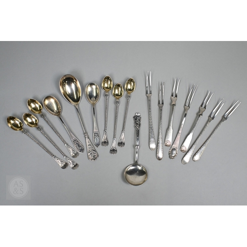 71 - A selection of Danish .826/.80 pickle forks and teaspoons, etc., 7oz (220g), to/w a German .800 grad... 