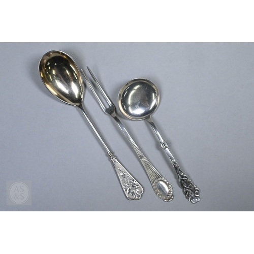 71 - A selection of Danish .826/.80 pickle forks and teaspoons, etc., 7oz (220g), to/w a German .800 grad... 