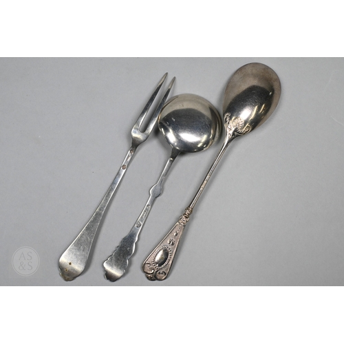 71 - A selection of Danish .826/.80 pickle forks and teaspoons, etc., 7oz (220g), to/w a German .800 grad... 