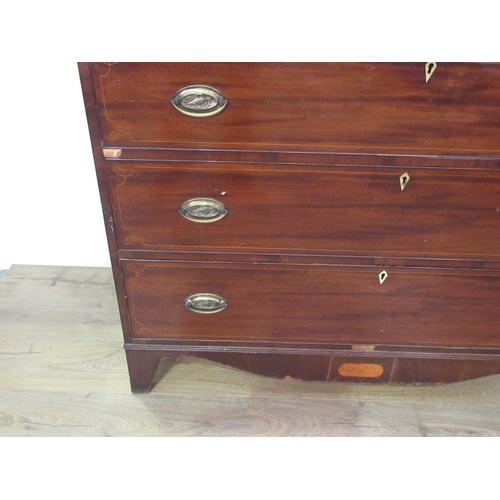 111 - A 19th Century mahogany Chest of three short and three long drawers 4ft 1in W x 3ft 8in H