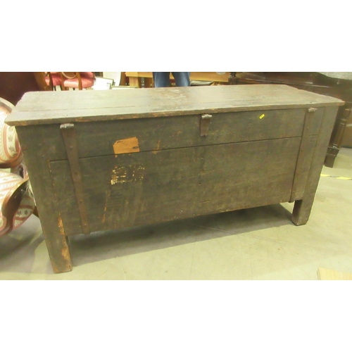 126 - A late 16th/early 17th Century oak linenfold four panel Coffer with later lockplate 5ft 2in W x 2ft ... 