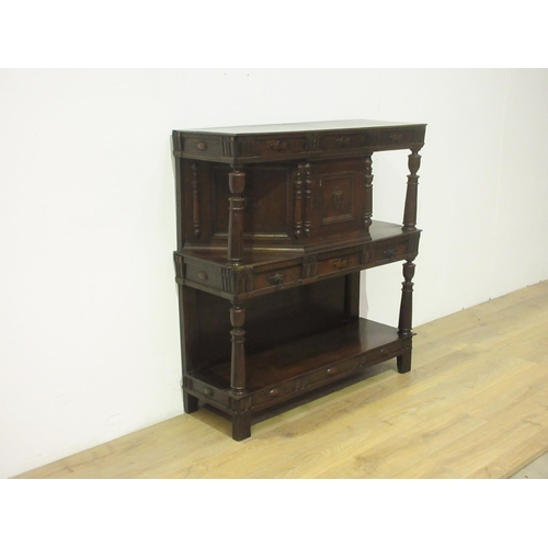 137 - A 17th Century style oak Court Cupboard 3ft 9in W