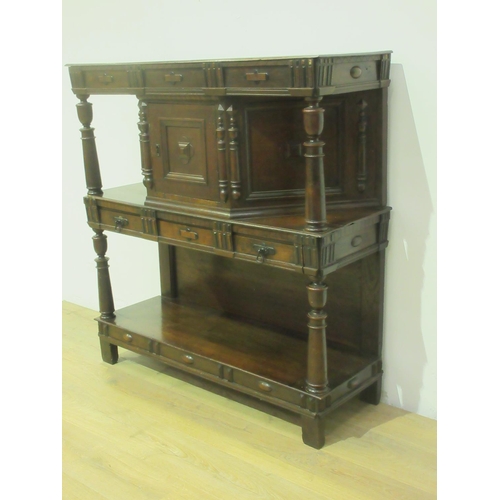 137 - A 17th Century style oak Court Cupboard 3ft 9in W