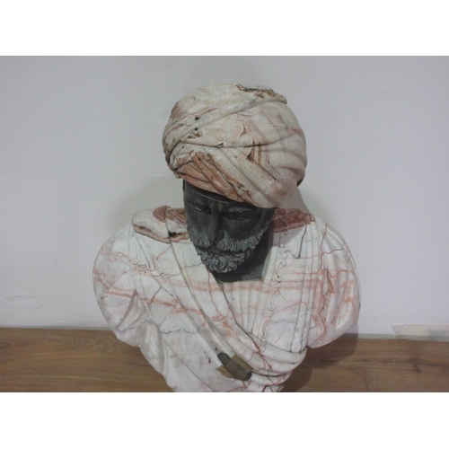 155 - A marble bust of a Moorish gentleman 2ft 6in H A/F