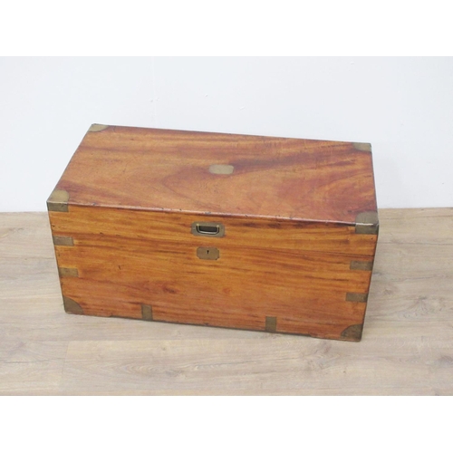 155A - A 19th Century camphorwood brass mounted Campaign Blanket Box 2ft 11in W x 1ft 4in H