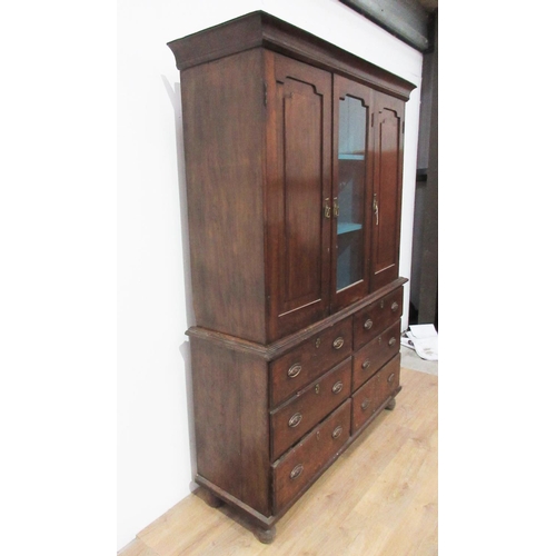 24 - A 19th Century oak enclosed Dresser with six drawers beneath 6ft 8in H x 5ft W