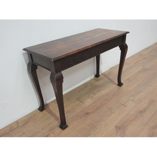 242 - A late Victorian oak Side Table mounted upon square cut cabriole supports 3ft 6in W