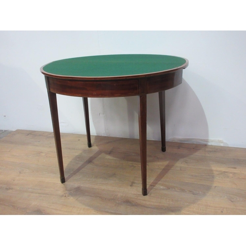 252 - An Edwardian mahogany Card Table, demi-lune with crossbanded edge