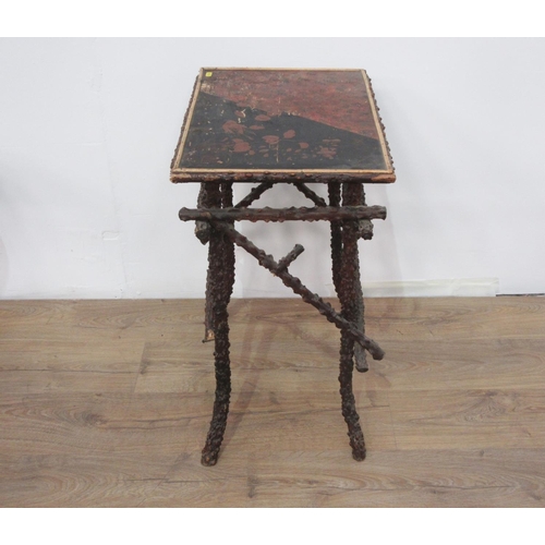 261 - A reproduction mahogany Wine Table and a briar Occasional Table with lacquered top A/F.