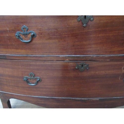 272 - A 19th Century mahogany bow fronted Chest of two short and three long graduated drawers mounted upon... 