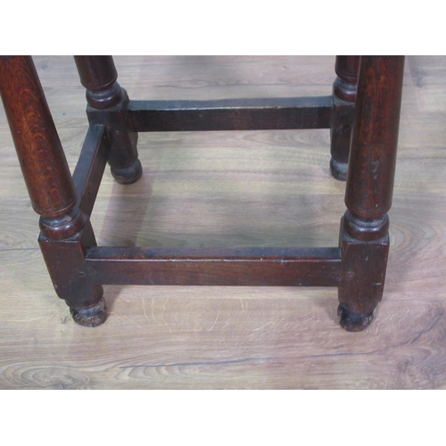 288 - A 17th Century oak Joint Stool with moulded frieze mounted upon turned supports united by stretchers... 