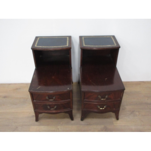 354 - A pair of reproduction mahogany veneered Bedside Chests with leather tops each fitted two drawers.