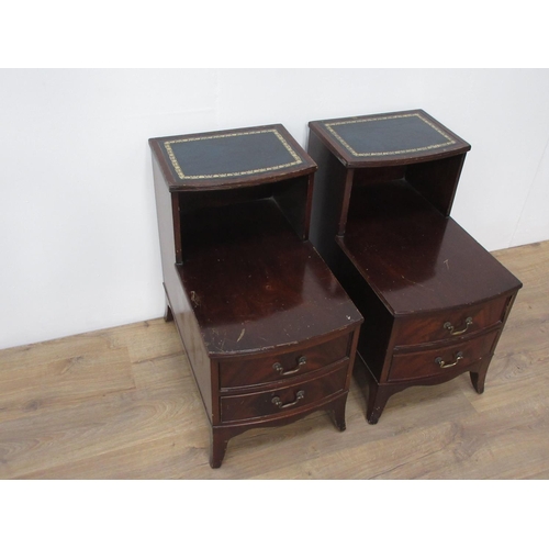 354 - A pair of reproduction mahogany veneered Bedside Chests with leather tops each fitted two drawers.