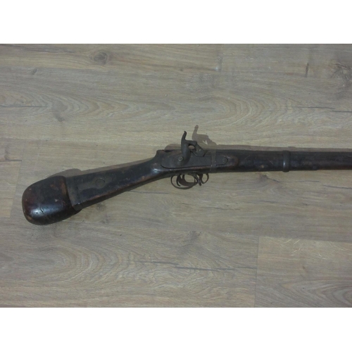 371 - An antique percussion Musket 4ft 5in L.