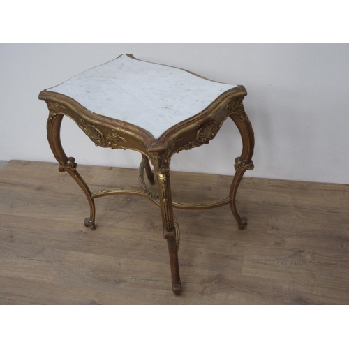 393 - A gilded, shaped rectangular, marble topped Occasional Table, 2ft 2in x 1ft 7in approx.