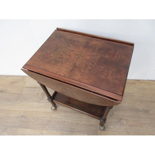 416 - A Victorian walnut brass mounted Coal Scuttle and a walnut dropleaf Tea Trolley.