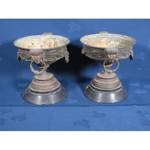 505 - A pair of 19th Century bronze Tazzas, 7in H.